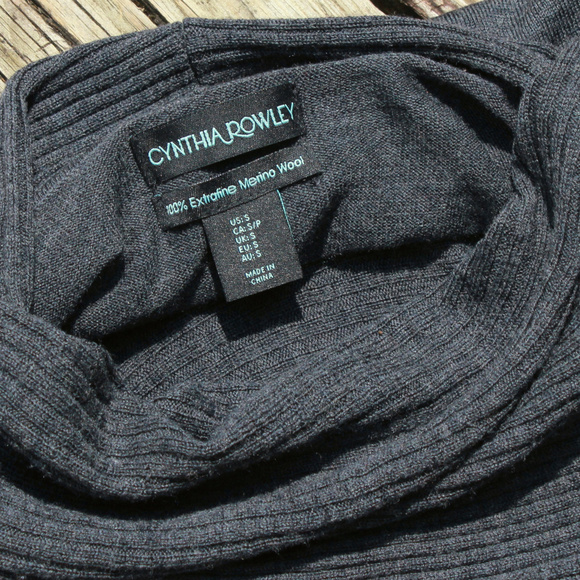 Cynthia Rowley Merino Wool Cowl Neck Gray Tunic S - Picture 8 of 8